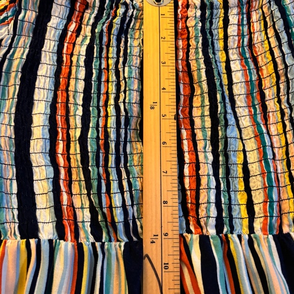 Women's Guilty size Large Rayon maxi dress stripes rainbow tropical colourful - Picture 7 of 8